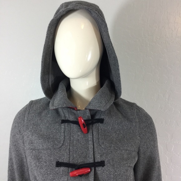 Old Navy Grey Toggle Coat with Red Plaid Accent - Picture 6 of 8